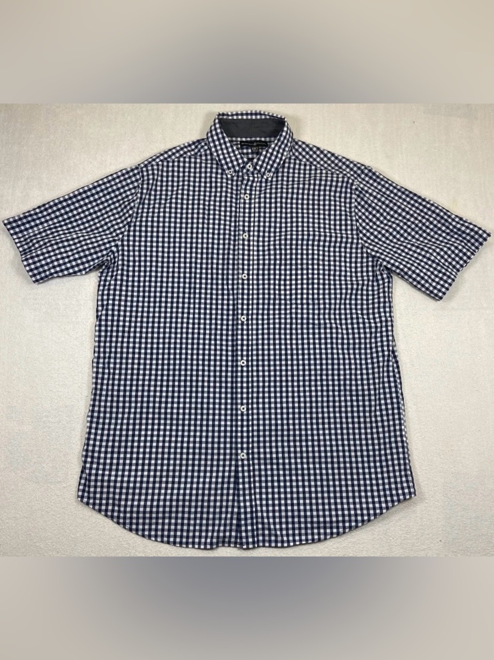 Beverly Hills Polo Club Mens 2XLT Blue Check Short Sleeve Button Down Shirt